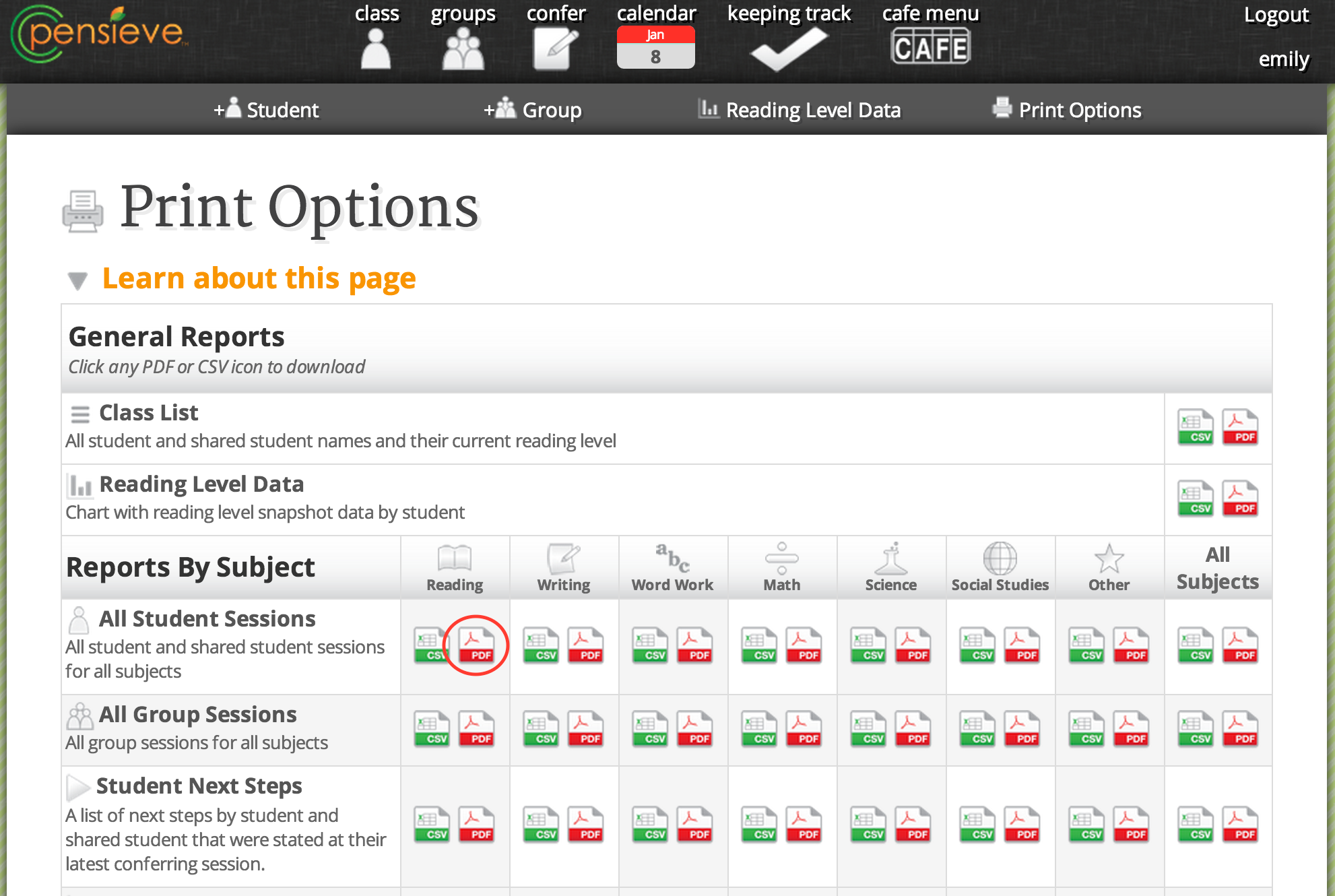 Click PDF